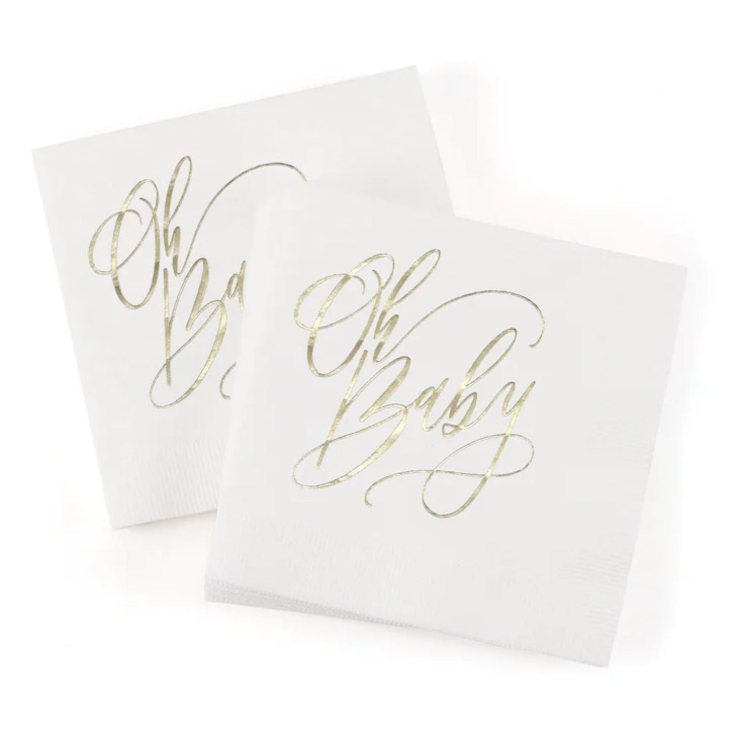 Oh Baby - Beverage Napkins with Gold Foil 4-3/4"x4-3/4" Pack of 50