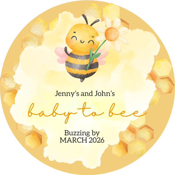 Baby Shower Favor Labels Round - Buzzin' to Meet You Theme