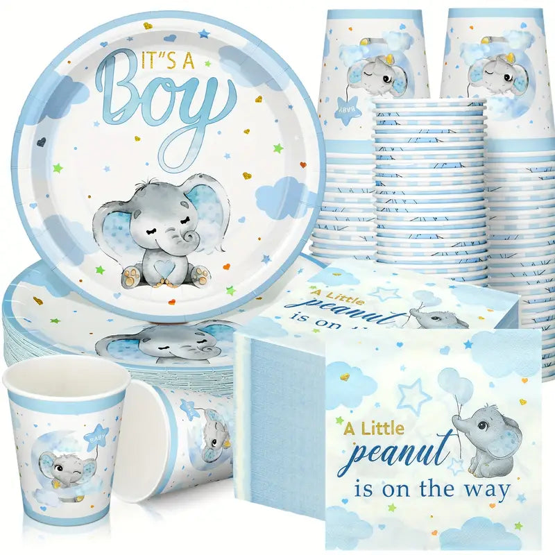 It's A Boy Baby Blue Elephant Baby Shower Tableware