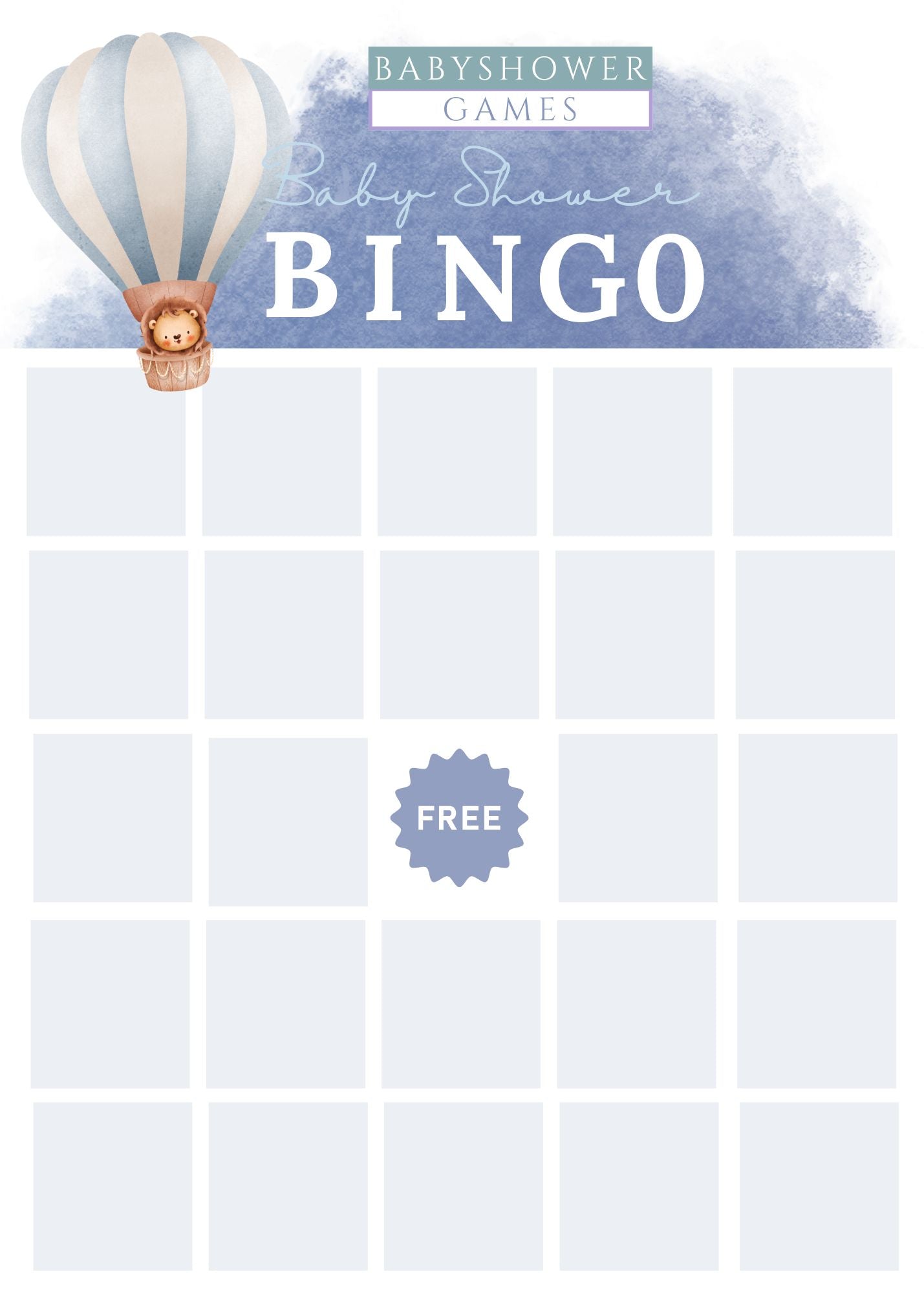 Baby Adventures Blue Baby Shower Bingo Game – Set of 25 Cards