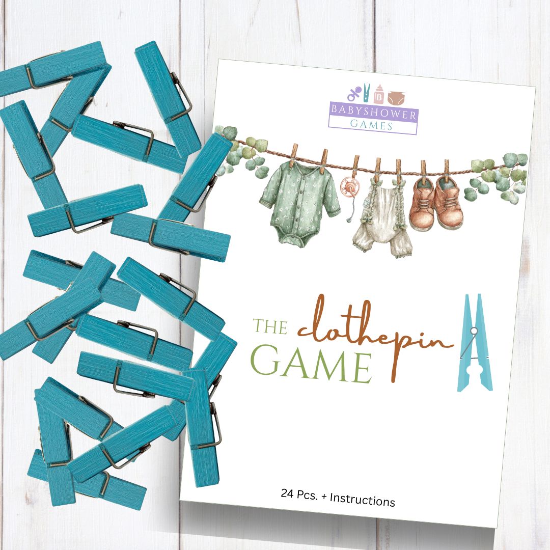 Baby Shower clothespin Game |Tradional Baby Shower Game' 24pc. - Blue