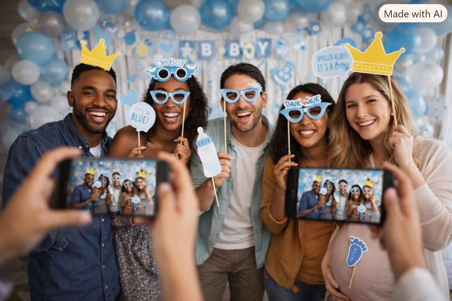 Baby Boy Shower Photo Props – 22-Piece Baby Shower Photo Booth Props