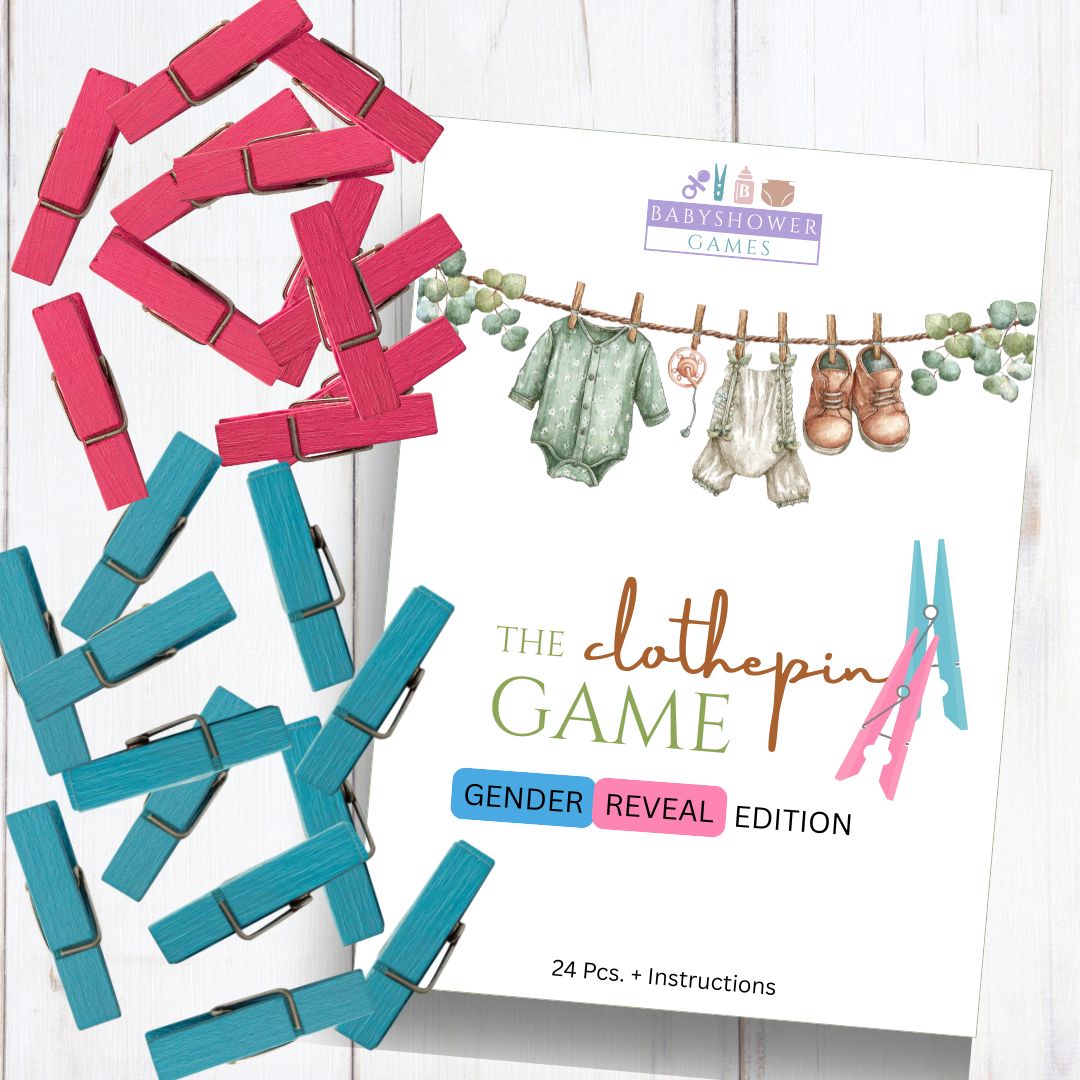 Baby Shower clothespin Game |Tradional Baby Shower Game' 24pc. - Pink and Blue