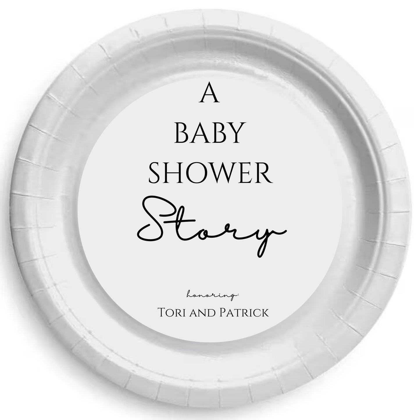 A Baby Shower Story Personalized Baby Shower Plates – Custom Baby Shower Party Plates, 7" Dessert or 9" Luncheon Size, Set of 8 (6 Colors)