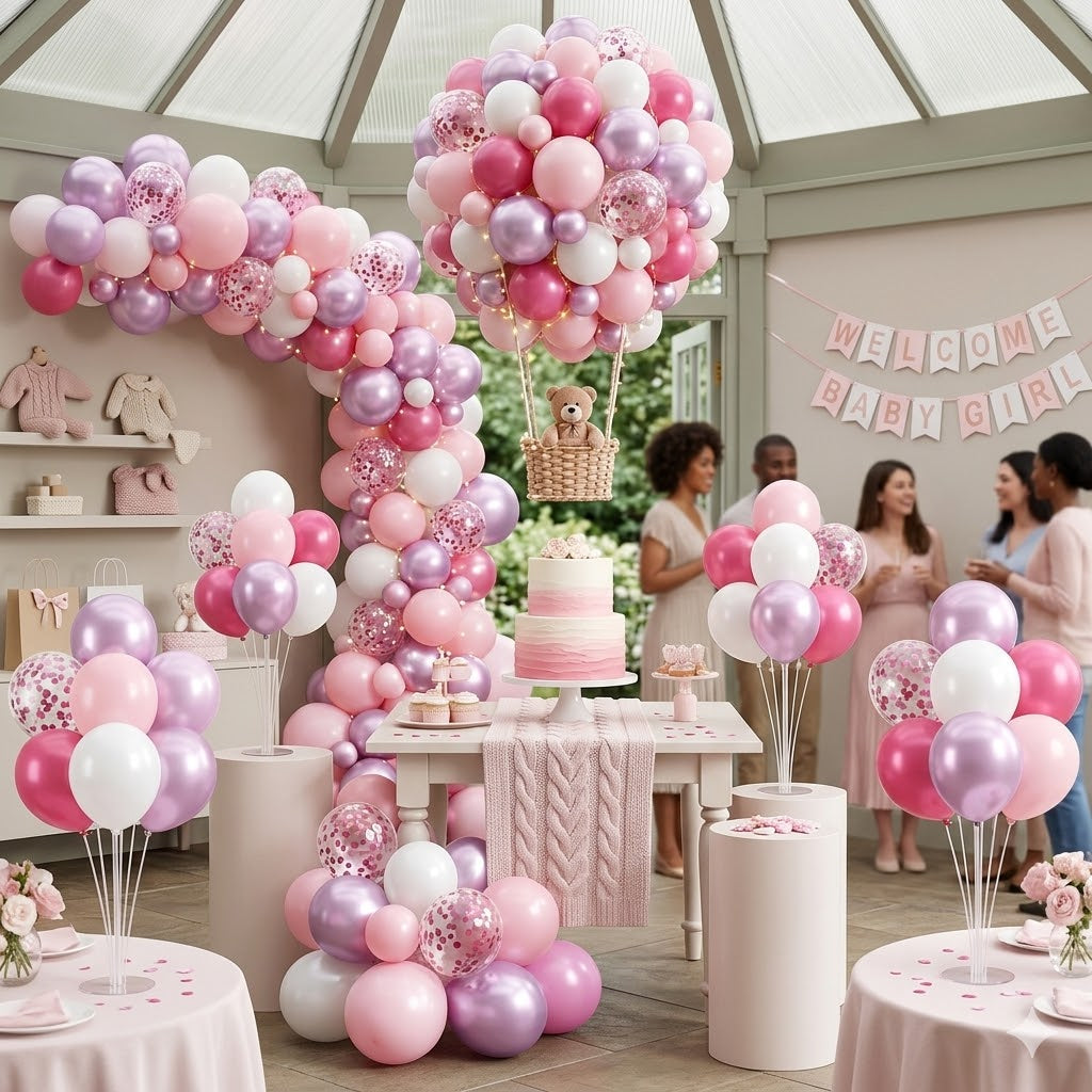 Pink and Confetti Baby Shower Balloons 44pc (Copy)