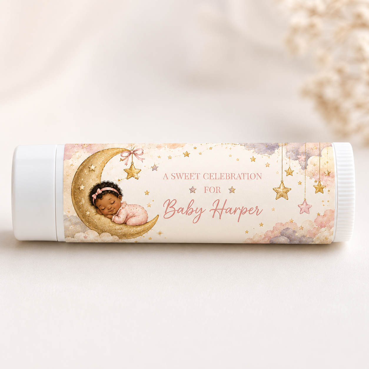 Personalized Twinkle Twinkle Little Star Baby Shower Lip Balm Favors – Custom Baby Shower Lip Balm Party Favors (Set of 12)