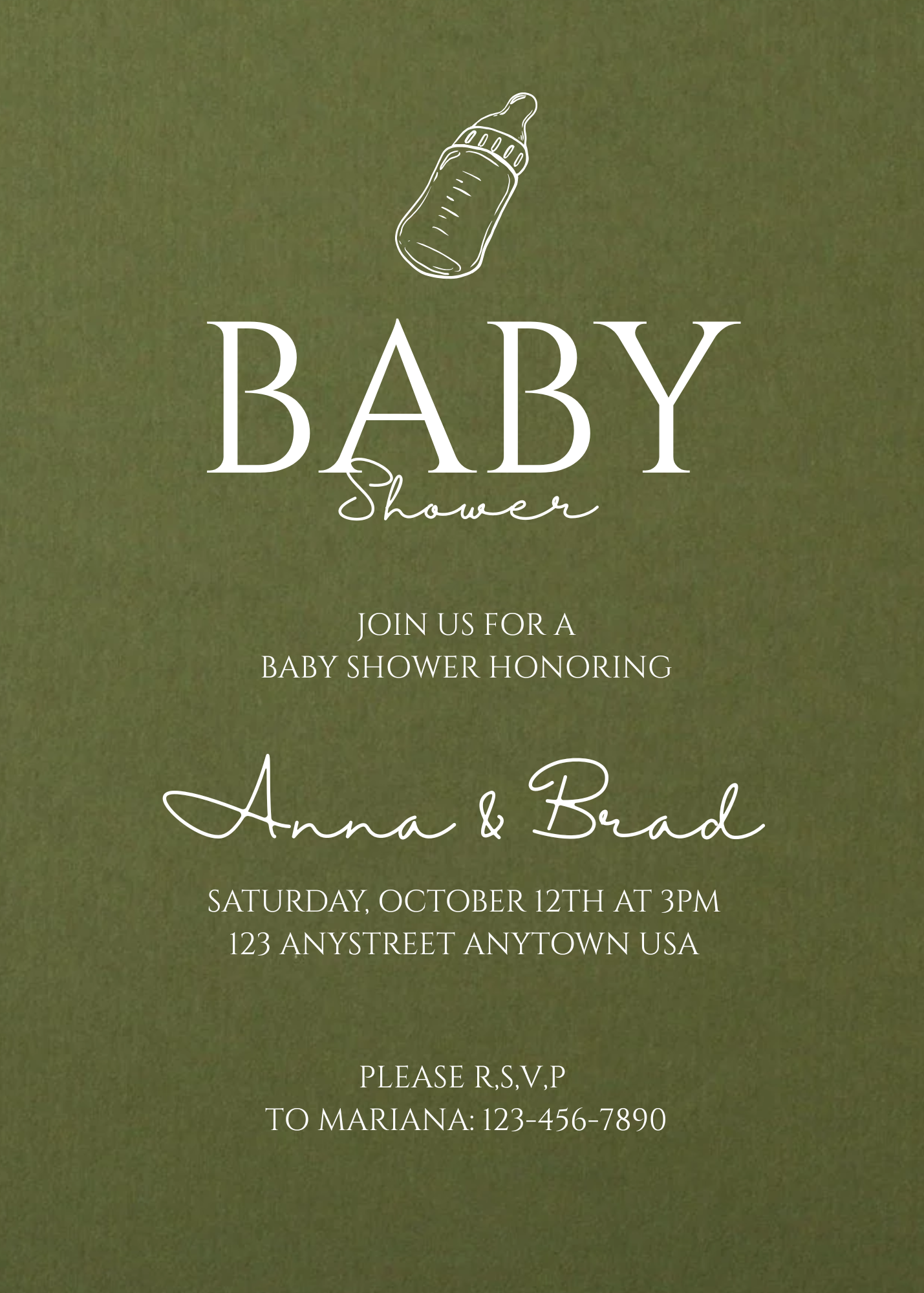 Vintage Minimalist Baby Shower Invitation (min order 10)