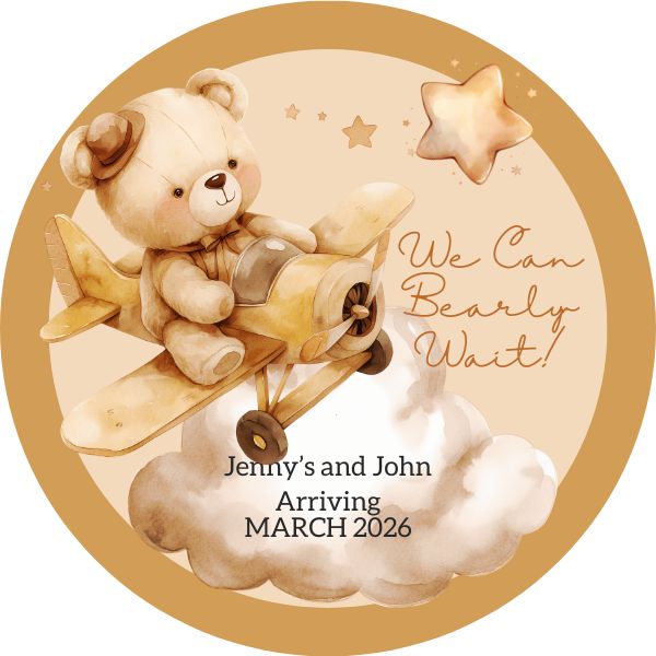 Boho Bear Baby Shower Favor Labels | Boho Theme Baby Shower Labels (set of 24)