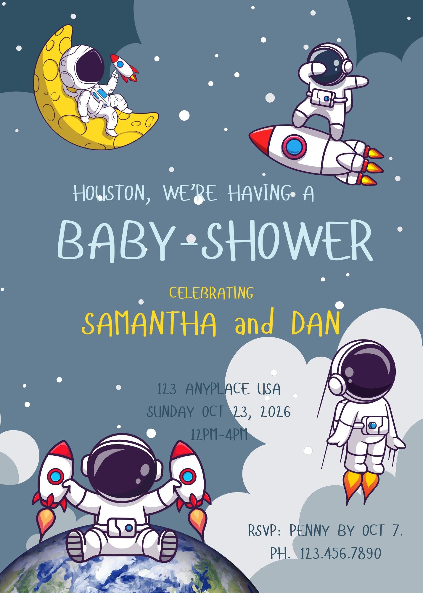 Baby Astronaut Baby Shower Invitation - Customized