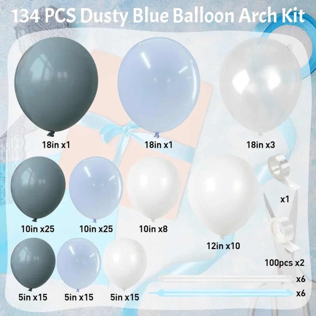 Blue Balloon Arch Kit – 134-Piece Blue Balloon Garland Kit for Baby Showers & Parties
