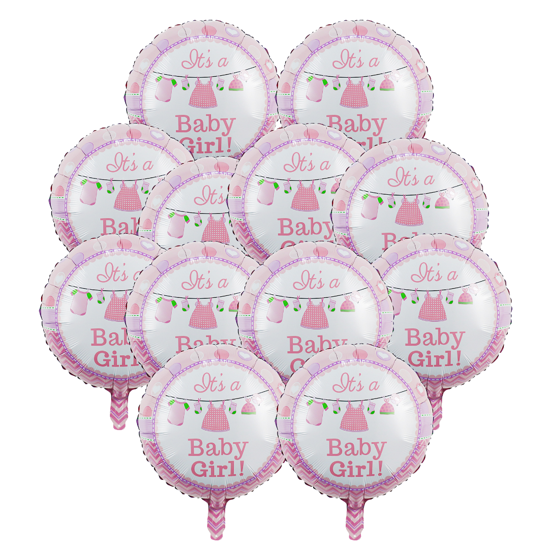 “It’s a Baby Girl” 18" Foil Balloon – Baby Clothesline Baby Shower Balloon Decoration, Baby Girl Party Balloon