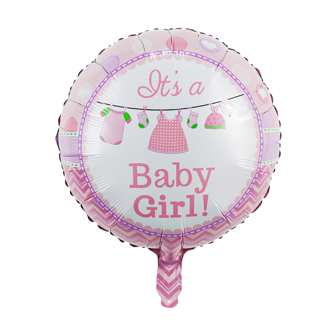 “It’s a Baby Girl” 18" Foil Balloon – Baby Clothesline Baby Shower Balloon Decoration, Baby Girl Party Balloon