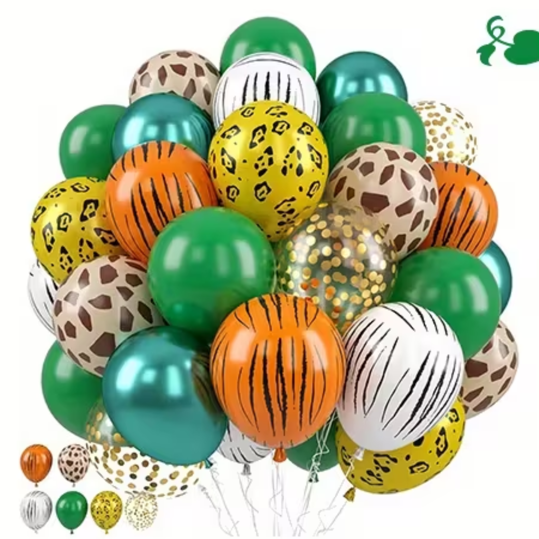 Jungle Safari Baby Shower Balloon Kit – 39 Pc Animal Print & Green Balloons for Jungle Theme Baby Shower Decorations