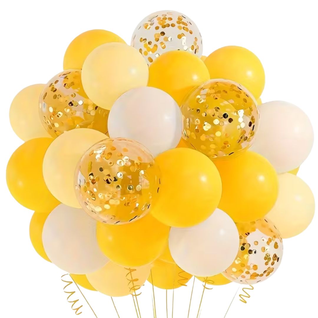 Yellow and Confetti Baby Shower Balloons  44pc