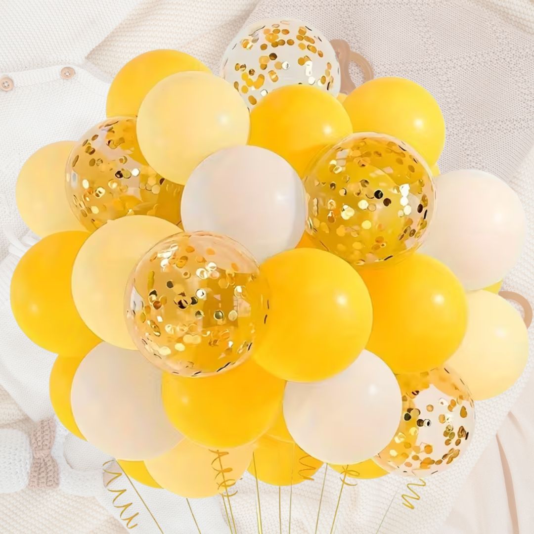 Yellow and Confetti Baby Shower Balloons  44pc
