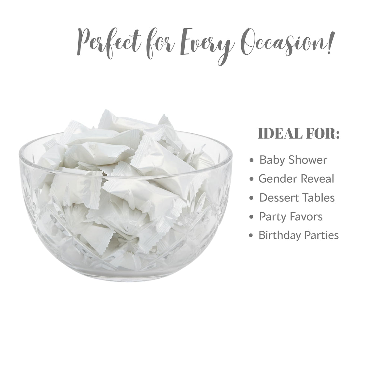 220ct White Buttermints Individually Wrapped – Bulk Wedding Mints, Soft Butter Mints for Candy Buffet, Party Favors & Hospitality
