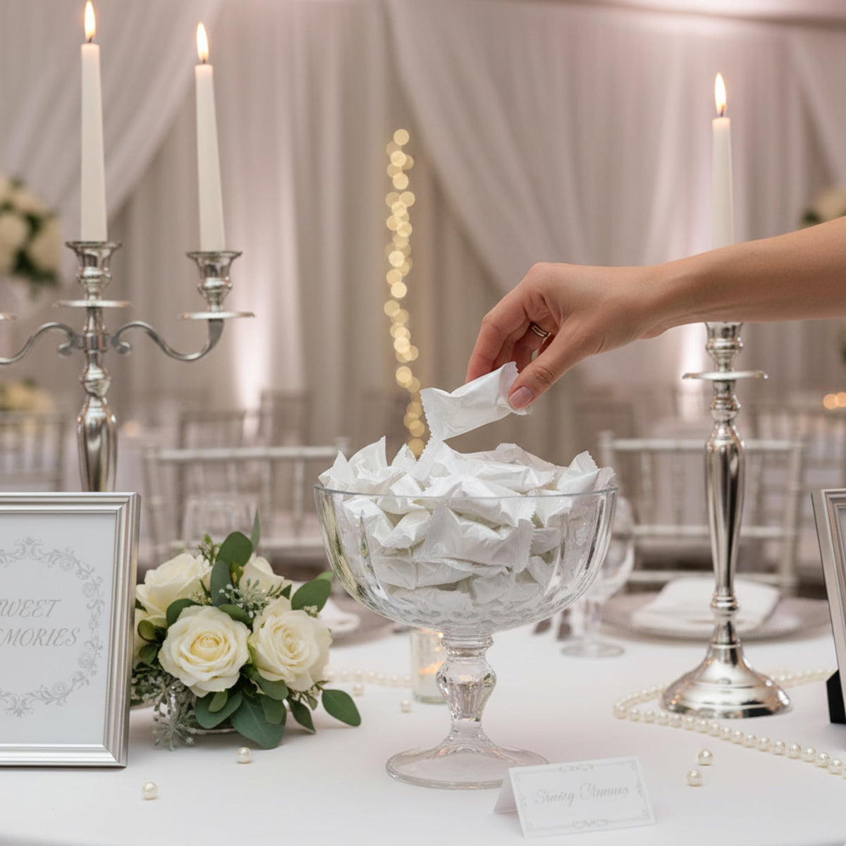 220ct White Buttermints Individually Wrapped – Bulk Wedding Mints, Soft Butter Mints for Candy Buffet, Party Favors & Hospitality