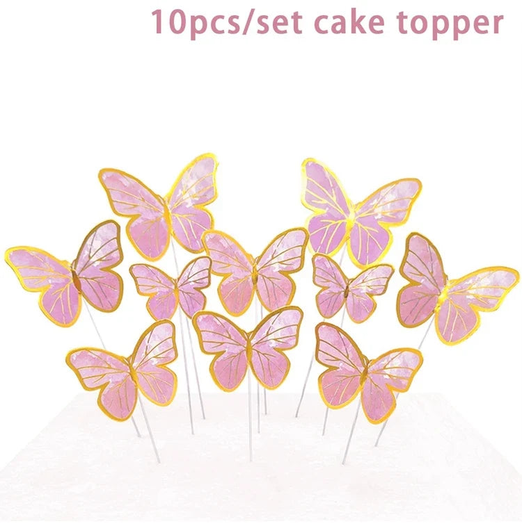 Purple Butterfly Disposable Tableware Napkin Butterfly Birthday Party Decor Girl Baby Shower Baptism Gender Reveal Supplies