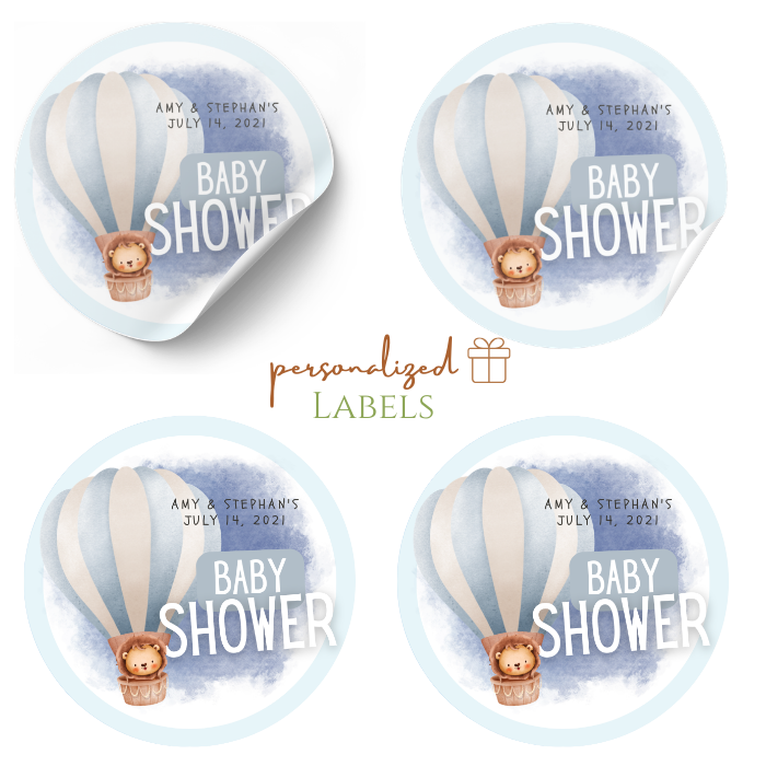 Baby Balloon Adventures - Baby Shower Favor Labels (Set of 24)