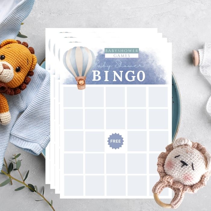 Baby Adventures Blue Baby Shower Bingo Game – Set of 25 Cards