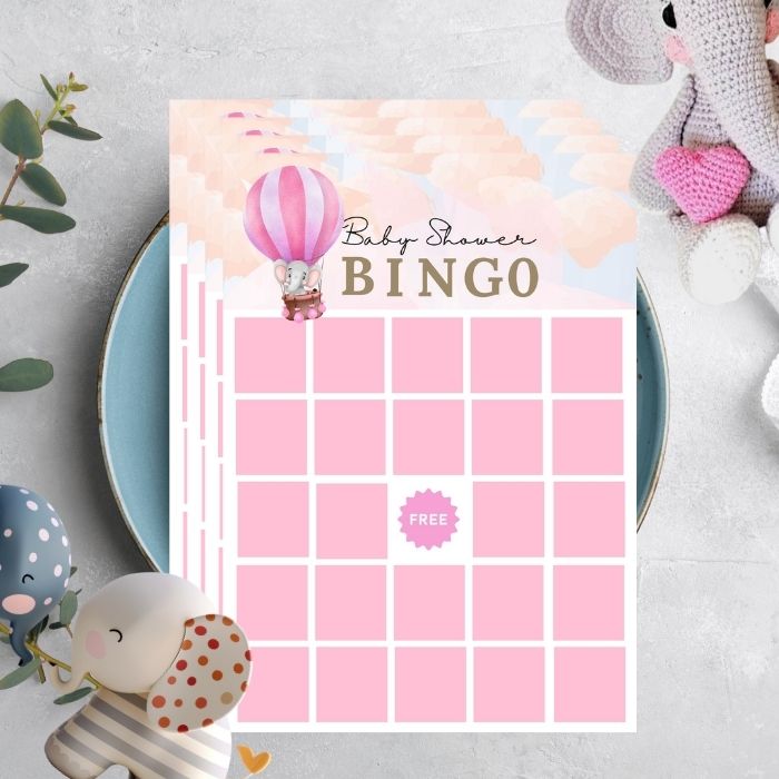 Pink Baby Adventures Baby Shower Bingo Game – Set of 25 Cards