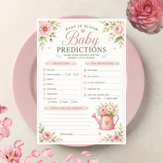 Baby in Bloom Baby Predictions Game - Classic Baby Shower Fun