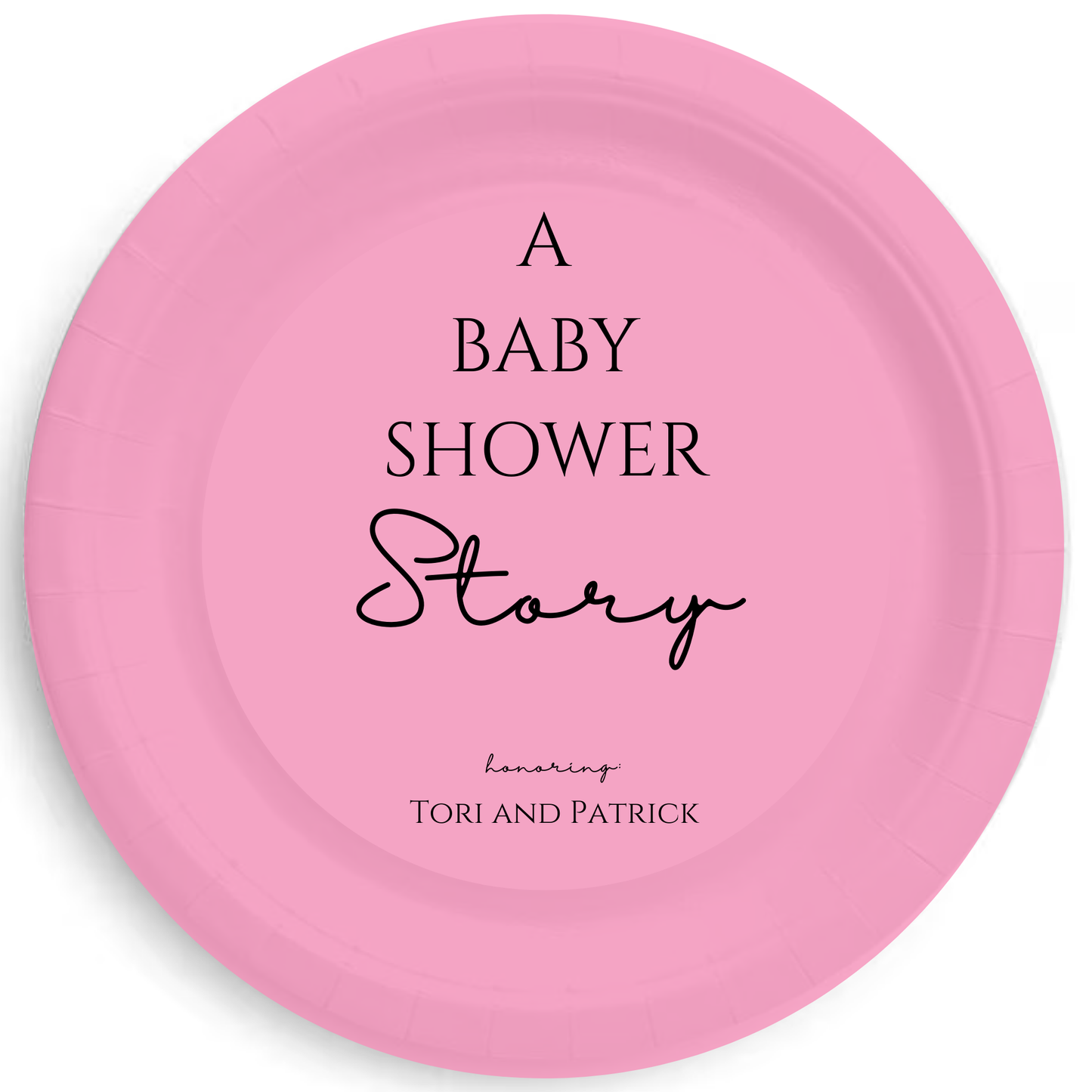 A Baby Shower Story Personalized Baby Shower Plates – Custom Baby Shower Party Plates, 7" Dessert or 9" Luncheon Size, Set of 8 (6 Colors)