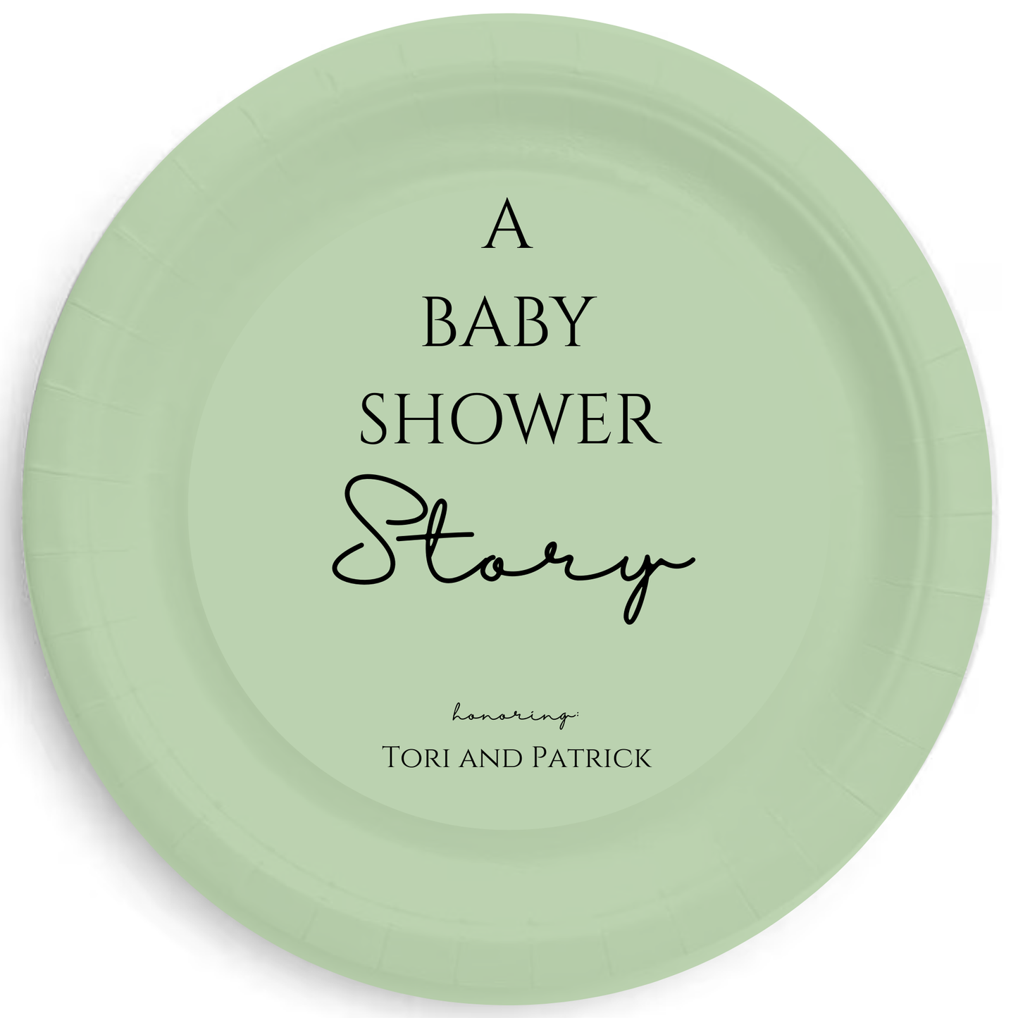 A Baby Shower Story Personalized Baby Shower Plates – Custom Baby Shower Party Plates, 7" Dessert or 9" Luncheon Size, Set of 8 (6 Colors)