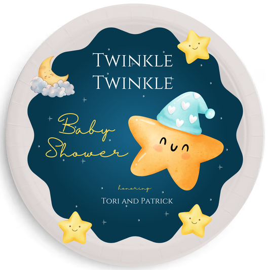 Twinkle, Twinkle Little Star Theme Personalized Baby Shower Plates - set of 8