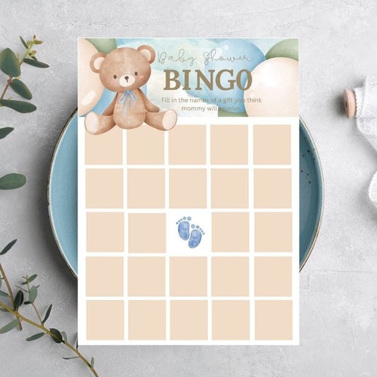 Baby Bear Blue - Baby Shower Bingo Game