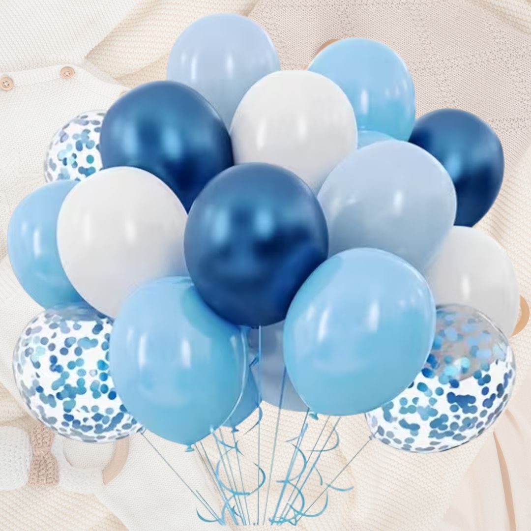 44pc Balloons Blue and Confetti Filled for Bouquets