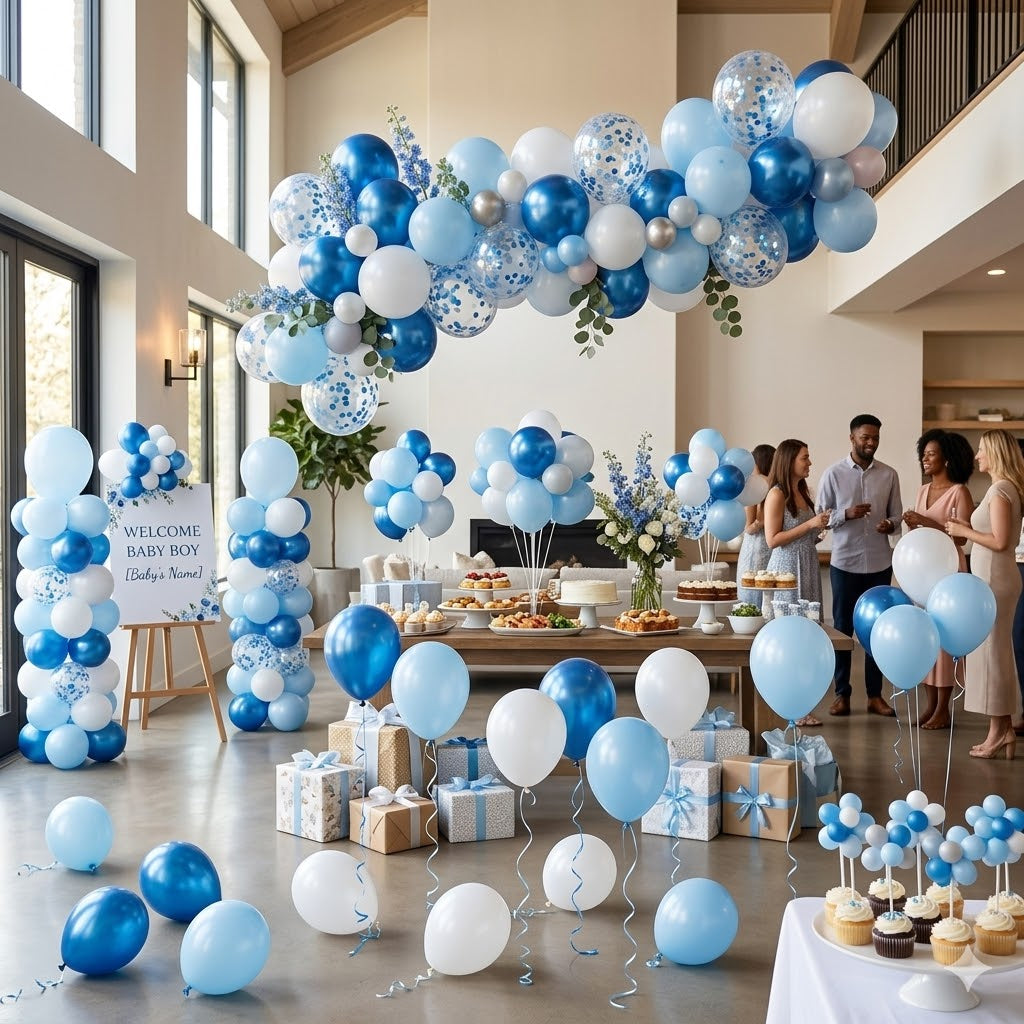 44pc Balloons Blue and Confetti Filled for Bouquets