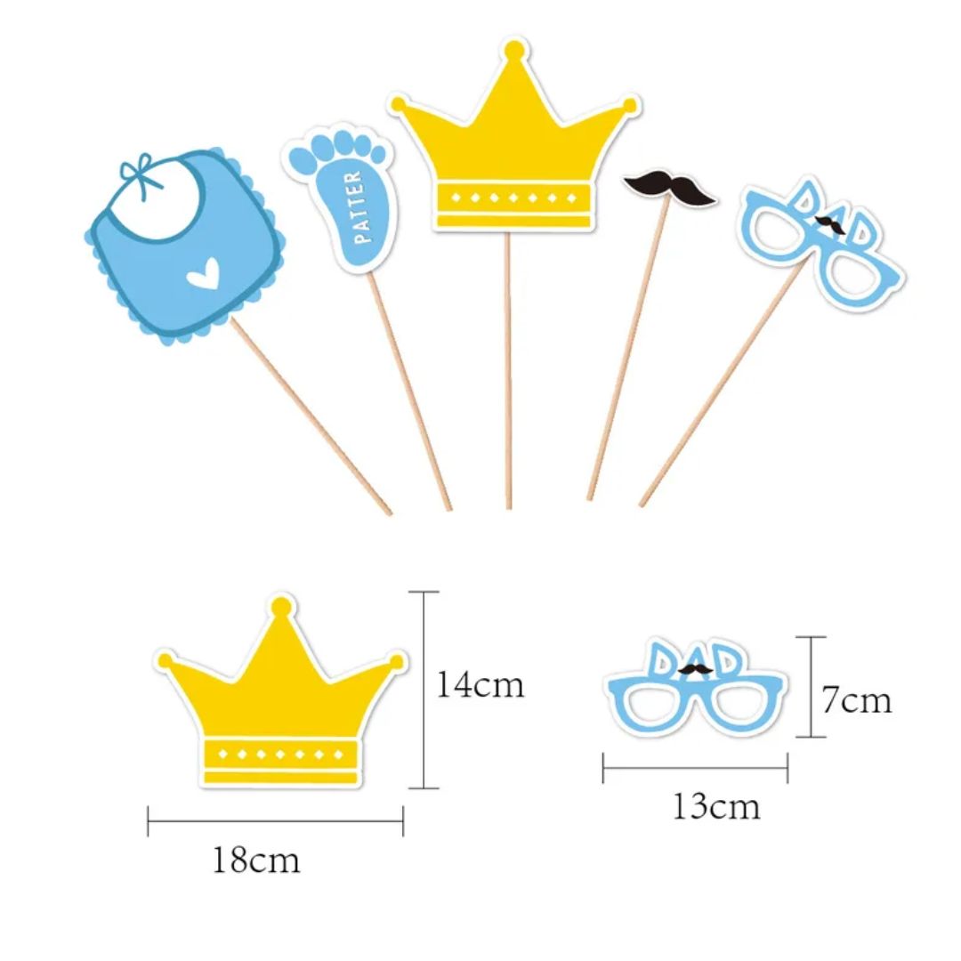 Baby Boy Shower Photo Props – 22-Piece Baby Shower Photo Booth Props
