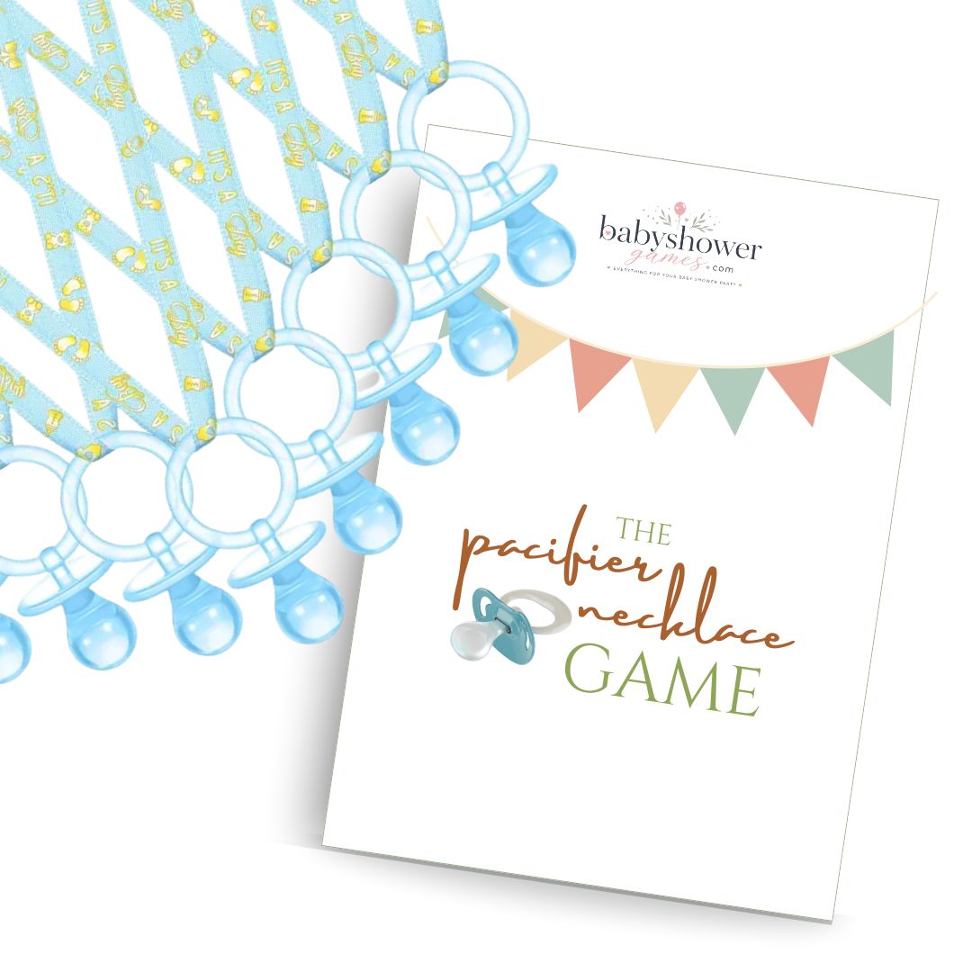 Pacifer Necklace Game - Traditonal Game for Baby Showers - 12pc. - Blue