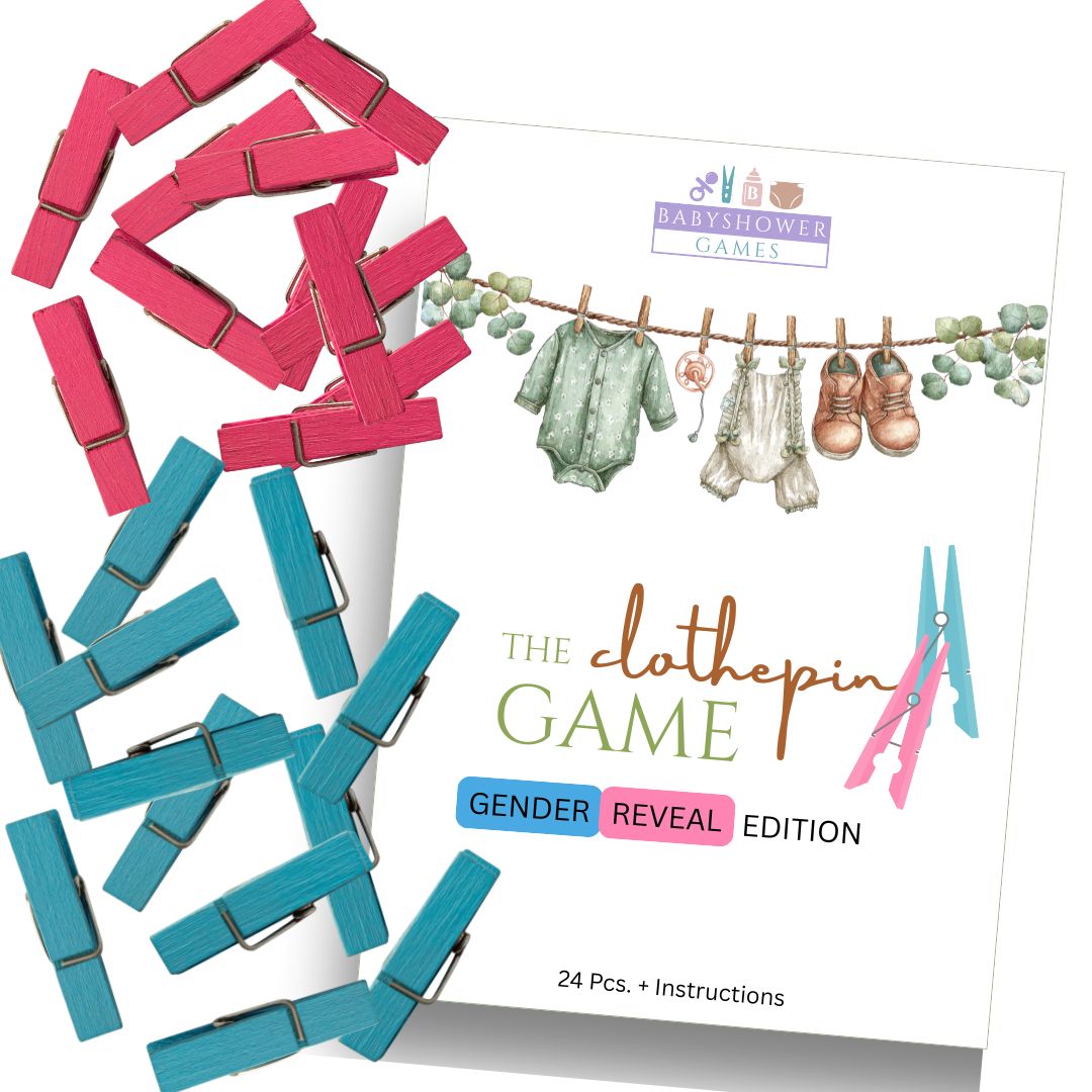 Baby Shower clothespin Game  |Tradional Baby Shower Game' 24pc. - Pink and Blue