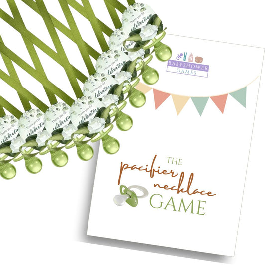 Pacifier Necklace Game - Traditional Game for Baby Showers - 12pc. -Green