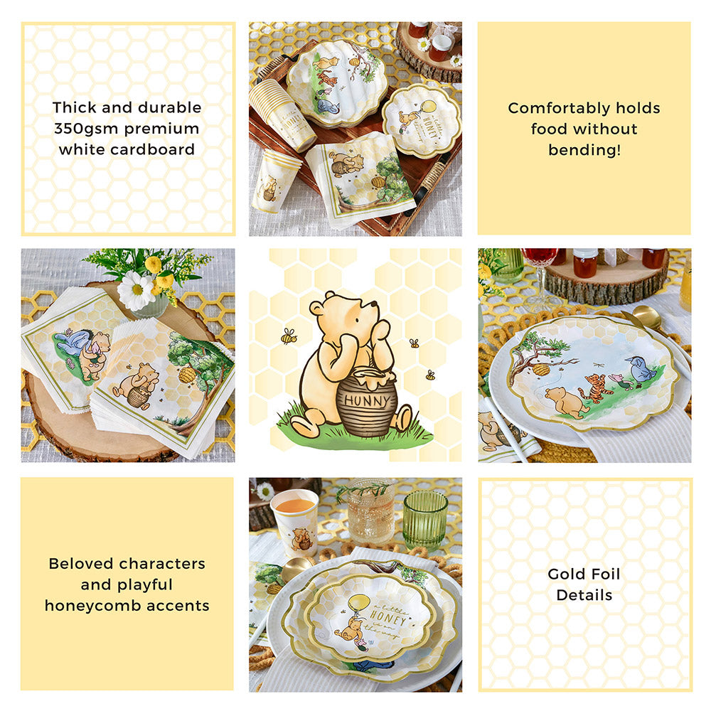 Honey Bear Baby Shower Tableware Set – Plates, Cups & Napkins (78-Piece Party Kit for 16 Guests)