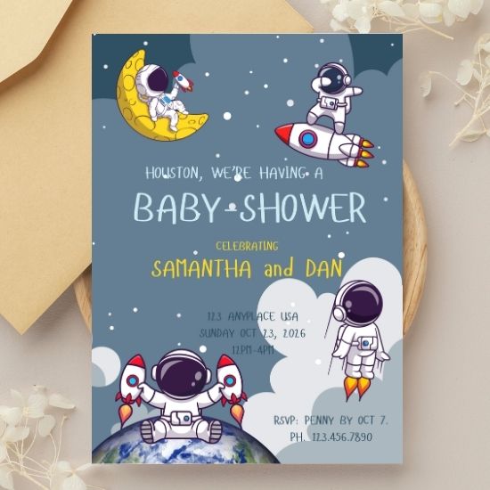 Baby Astronaut Baby Shower Invitation - Customized