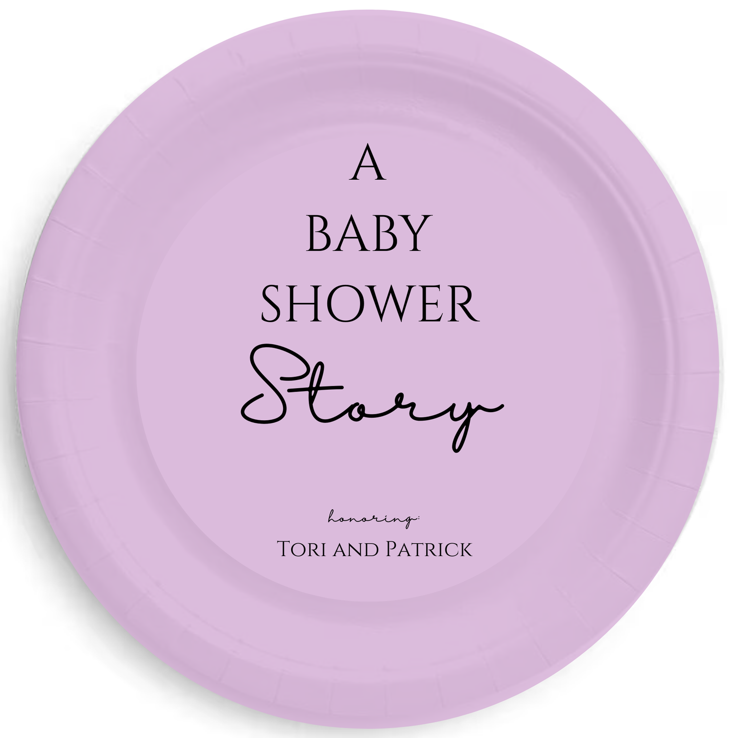 A Baby Shower Story Personalized Baby Shower Plates – Custom Baby Shower Party Plates, 7" Dessert or 9" Luncheon Size, Set of 8 (6 Colors)