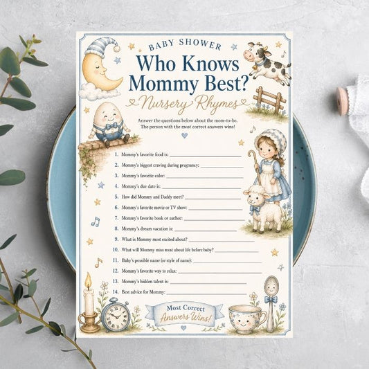 Nursery Rhymes Who Knows Mommy Best Game - Nursery Rhyme Themed Baby Shower Game