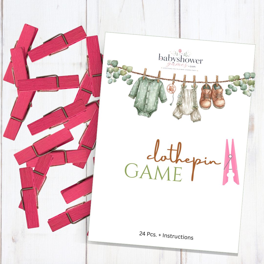 Baby Shower clothespin Game  |Tradional Baby Shower Game' 24pc. - Pink