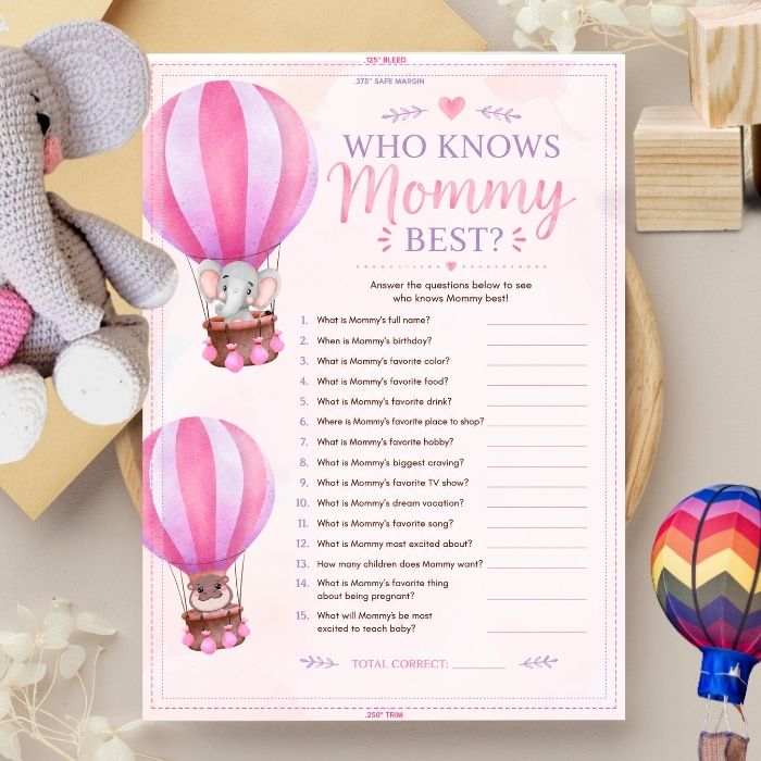 Who Knows Mommy Best Baby Shower Game - A Pink Balloon Adventure