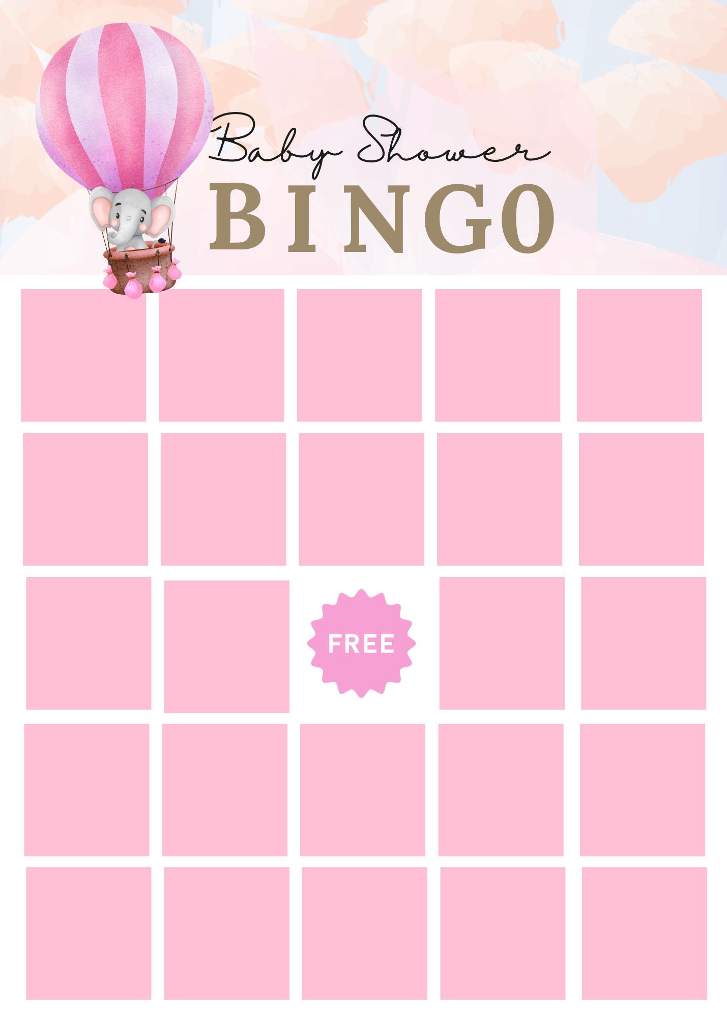 Pink Baby Adventures Baby Shower Bingo Game – Set of 25 Cards