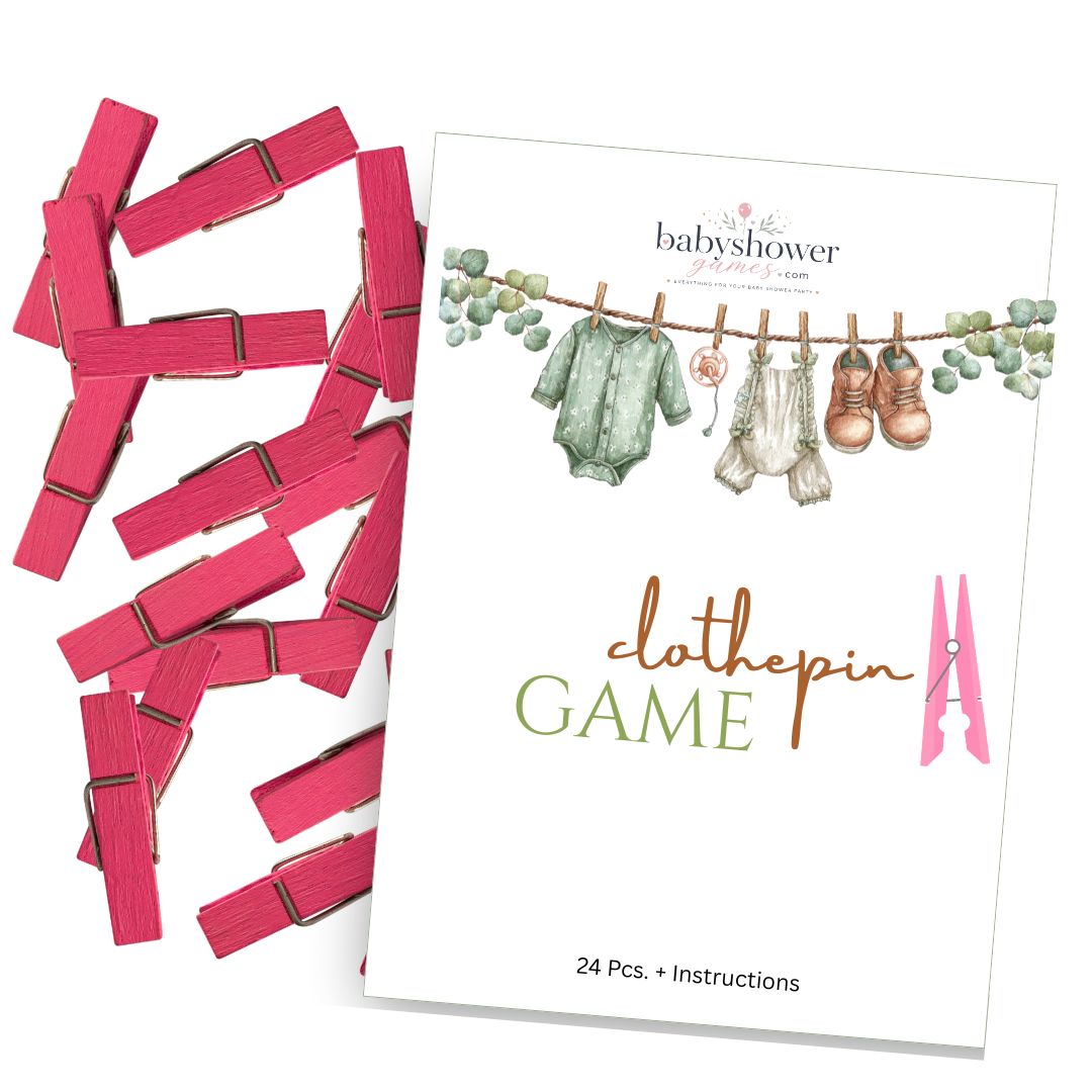 Baby Shower clothespin Game  |Tradional Baby Shower Game' 24pc. - Pink