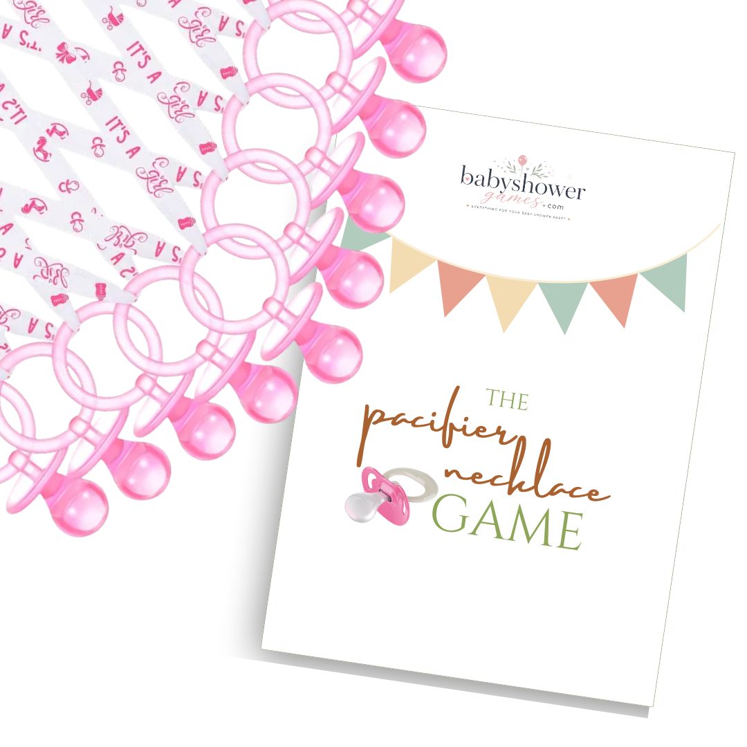 Pacifer Necklace Game - Traditonal Game for Baby Showers - 12pc. - Pink