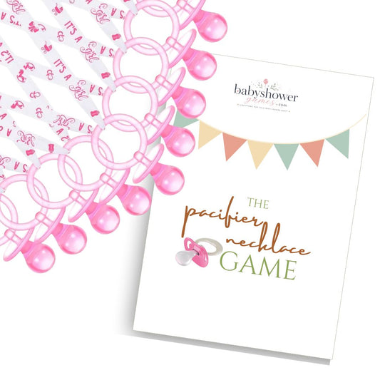 Pacifer Necklace Game - Traditonal Game for Baby Showers - 12pc. - Pink