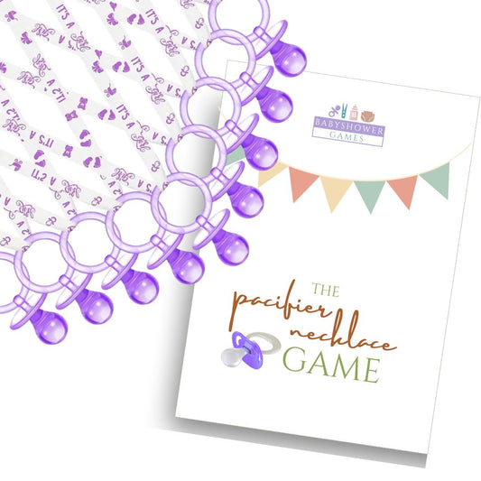 Pacifier Necklace Game - Traditional Game for Baby Showers - 12pc. - Lilac