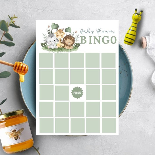 Safari Baby Shower Bingo - Jungle Safari Game
