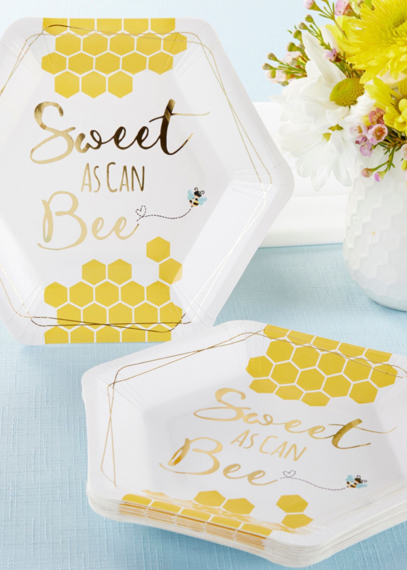 Bee Baby Shower 7" Dessert Party Plates Sweet as Can Bee