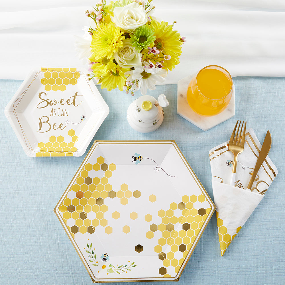 Bee Baby Shower 7" Dessert Party Plates Sweet as Can Bee